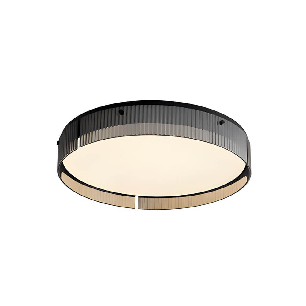 Round Ribbed Glass LED Ceiling Light Fixture