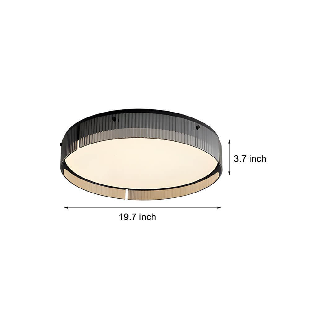 Round Ribbed Glass LED Ceiling Light Fixture
