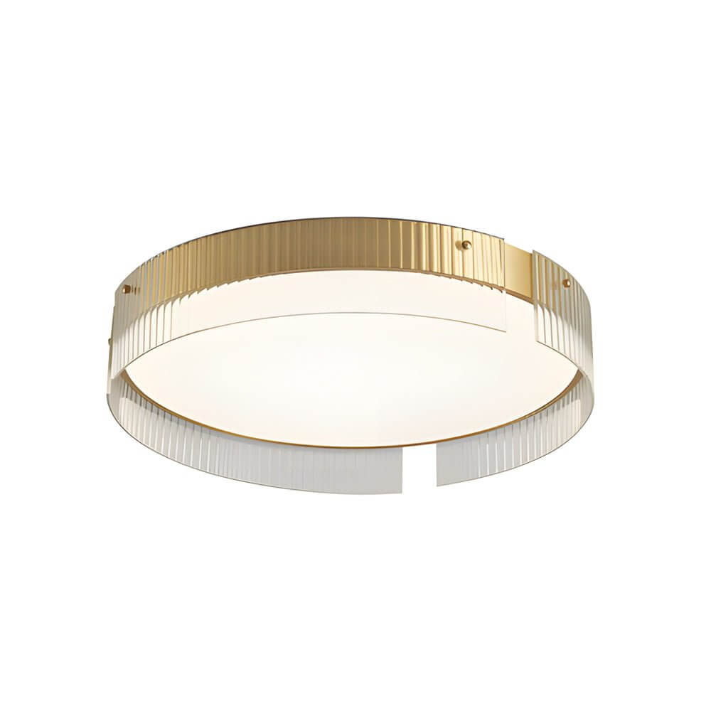 Round Ribbed Glass LED Ceiling Light Fixture