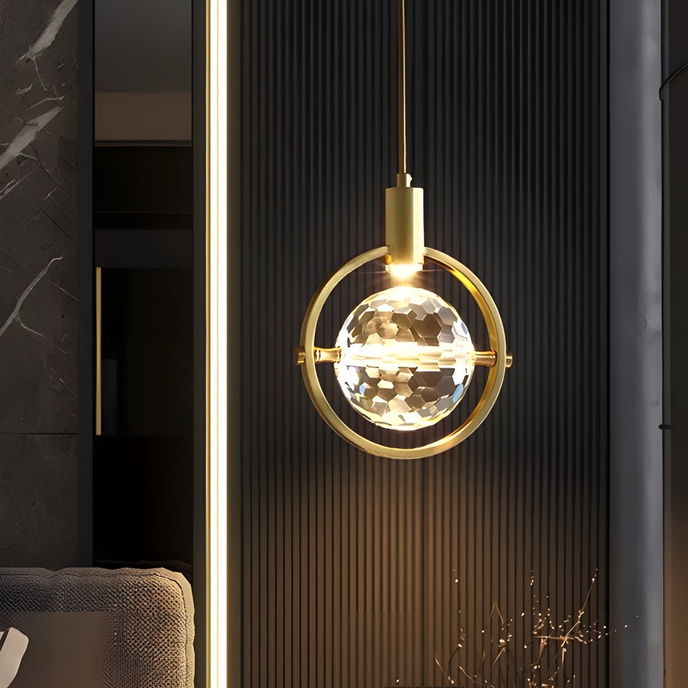 Round Semicircle Crystal Ball LED Pendant Light - Modern Hanging Fixture