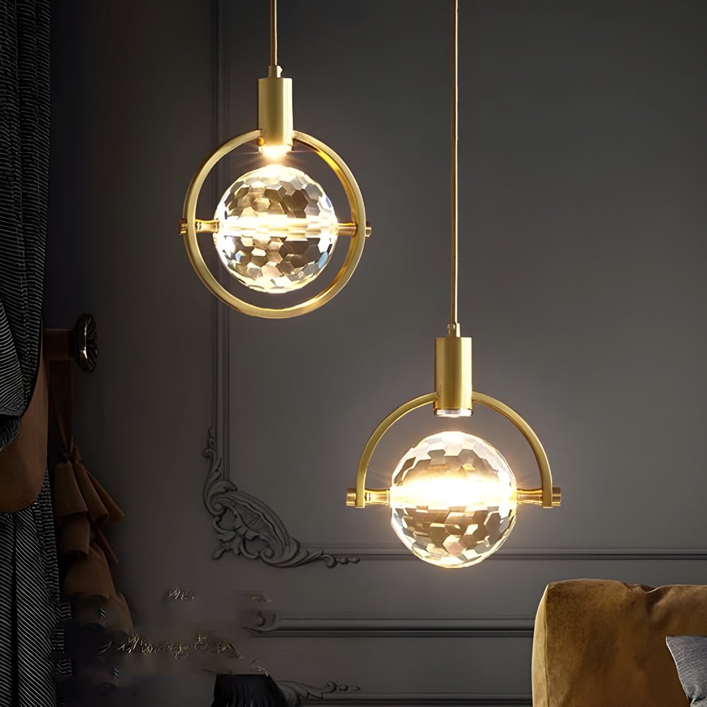 Round Semicircle Crystal Ball LED Pendant Light - Modern Hanging Fixture