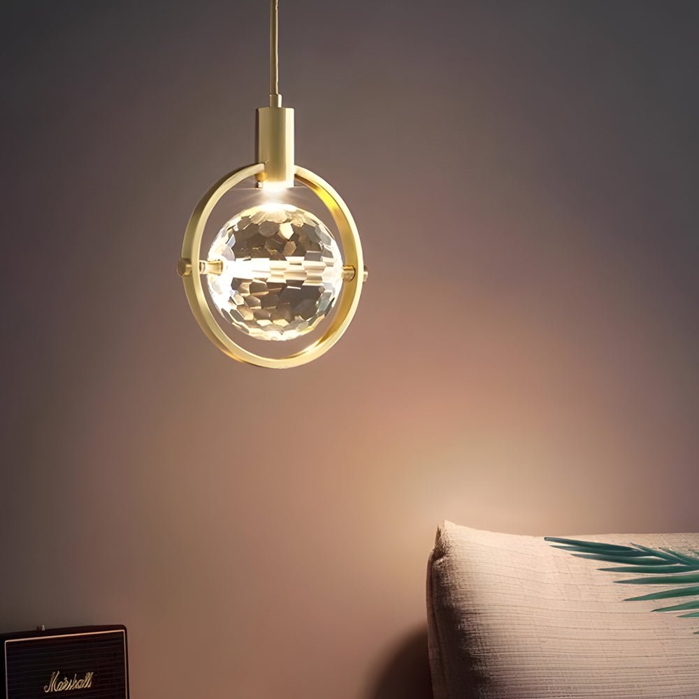 Round Semicircle Crystal Ball LED Pendant Light - Modern Hanging Fixture