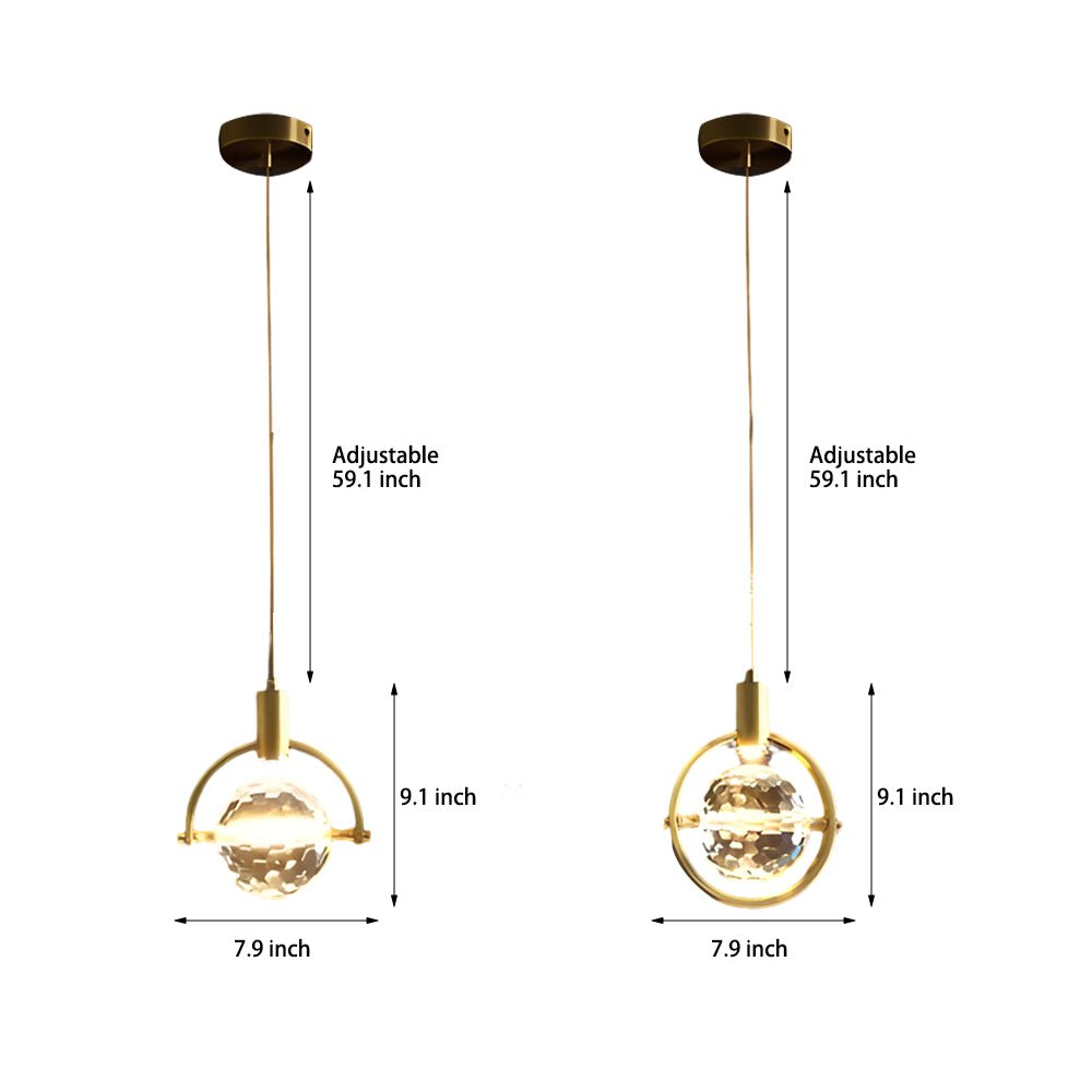 Round Semicircle Crystal Ball LED Pendant Light - Modern Hanging Fixture