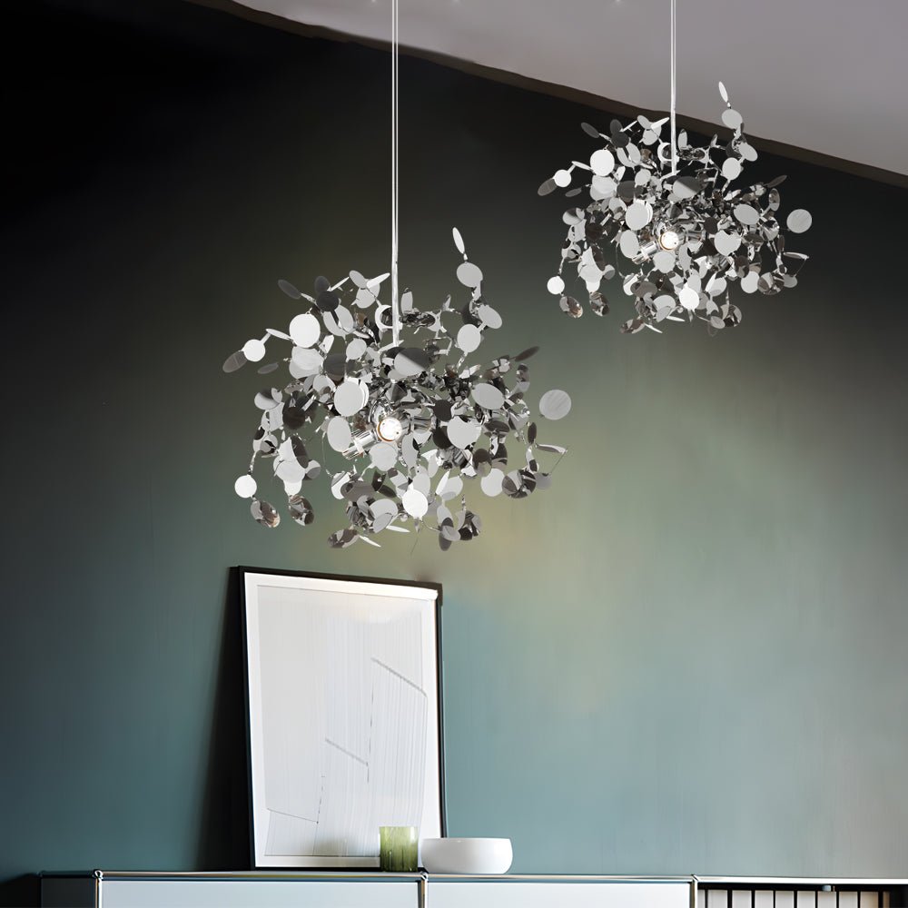 Round Stainless Steel Disc Chandelier - Modern Nordic Design