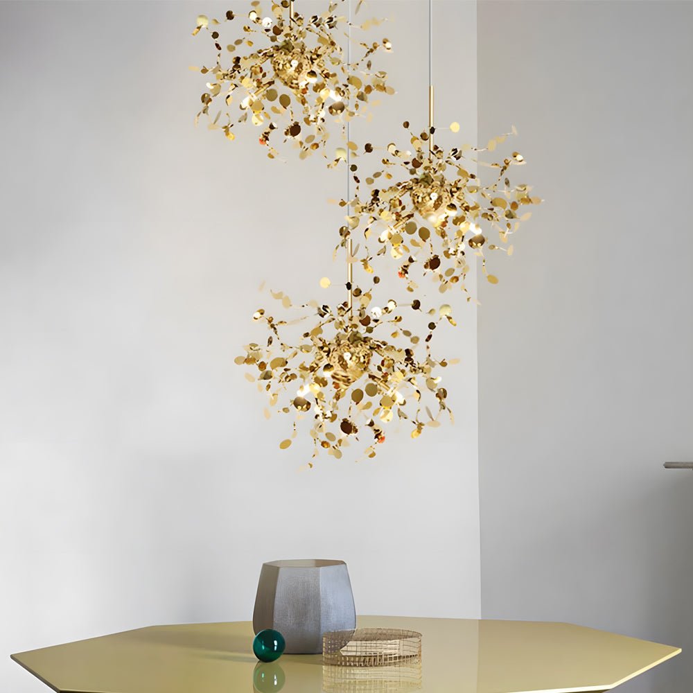 Round Stainless Steel Disc Chandelier - Modern Nordic Design