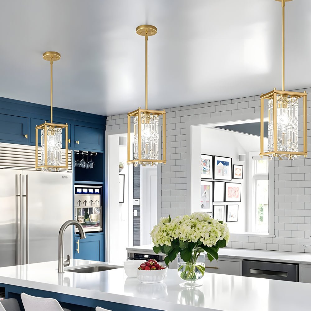 Round Square Iron Frame Crystal Shade Chandelier - Luxury Modern Ceiling Light
