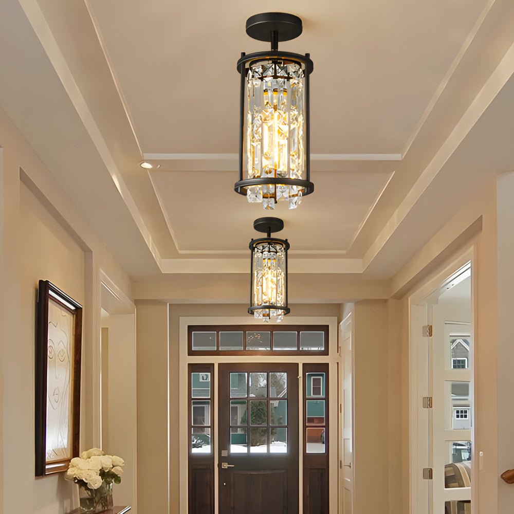 Round Square Iron Frame Crystal Shade Chandelier - Luxury Modern Ceiling Light
