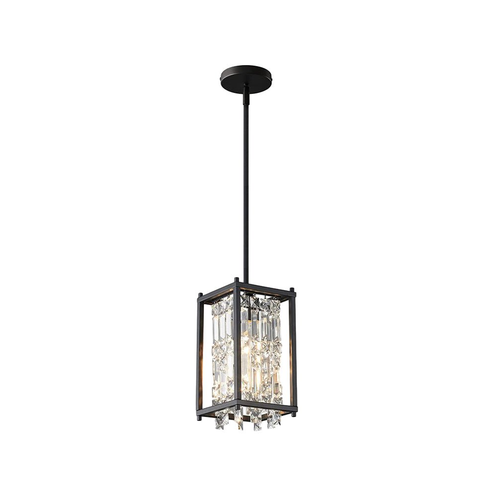 Round Square Iron Frame Crystal Shade Chandelier - Luxury Modern Ceiling Light