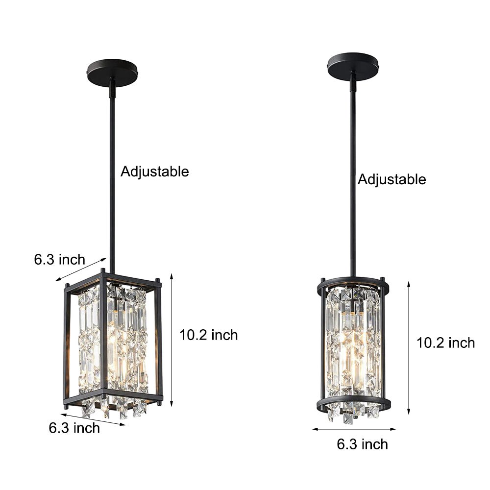 Round Square Iron Frame Crystal Shade Chandelier - Luxury Modern Ceiling Light