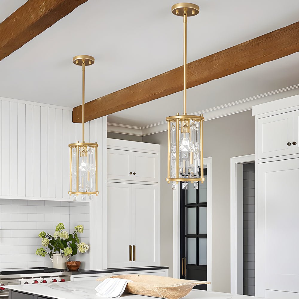 Round Square Iron Frame Crystal Shade Chandelier - Luxury Modern Ceiling Light