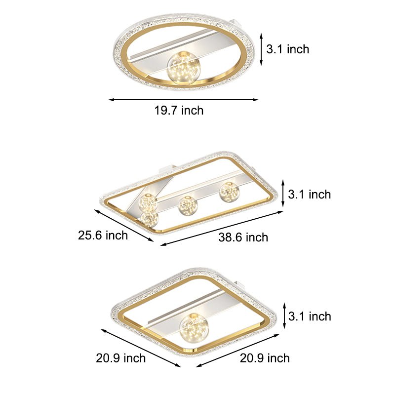 Round Square Rectangular Dimmable LED Ceiling Lights - Modern Ball Decor