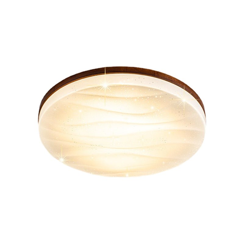 Round Square Wood LED Ceiling Light Fixture - 3-Step Dimming Modern Design