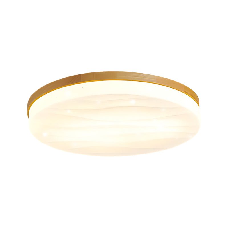 Round Square Wood LED Ceiling Light Fixture - 3-Step Dimming Modern Design