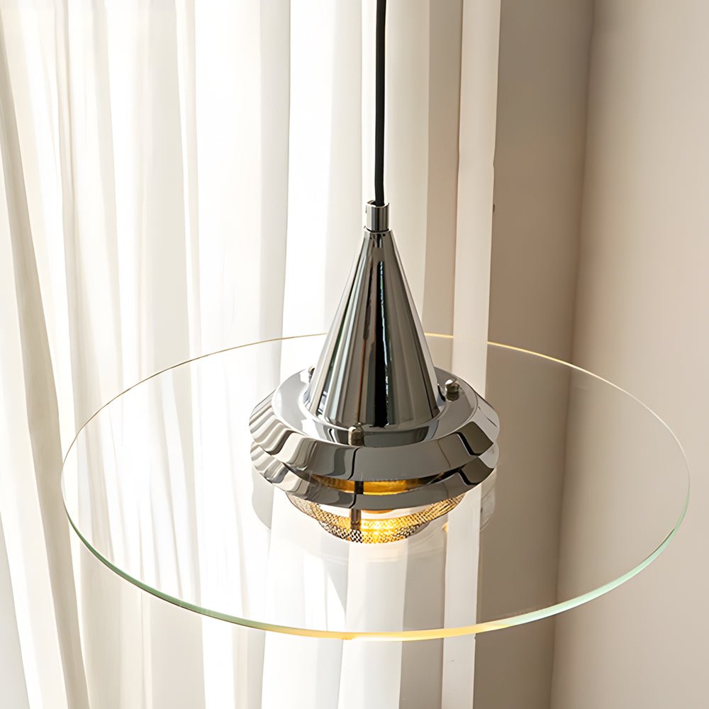 Round Transparent Glass UFO Pendant Light Fixture - 3 Step Dimming Modern Lighting