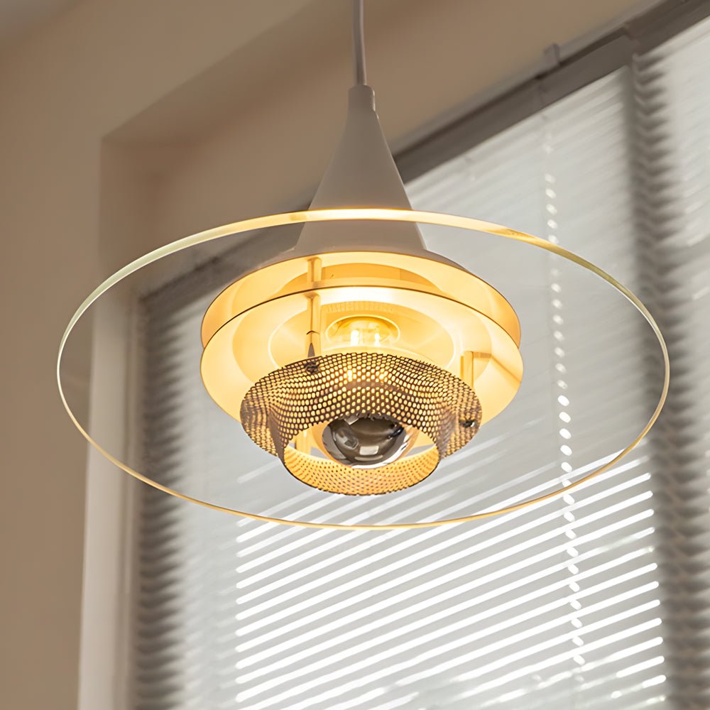 Round Transparent Glass UFO Pendant Light Fixture - 3 Step Dimming Modern Lighting
