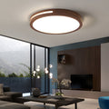 Round Wood Dimmable Ceiling Light Fixture with Remote - 3 Step Dimming Retro Style