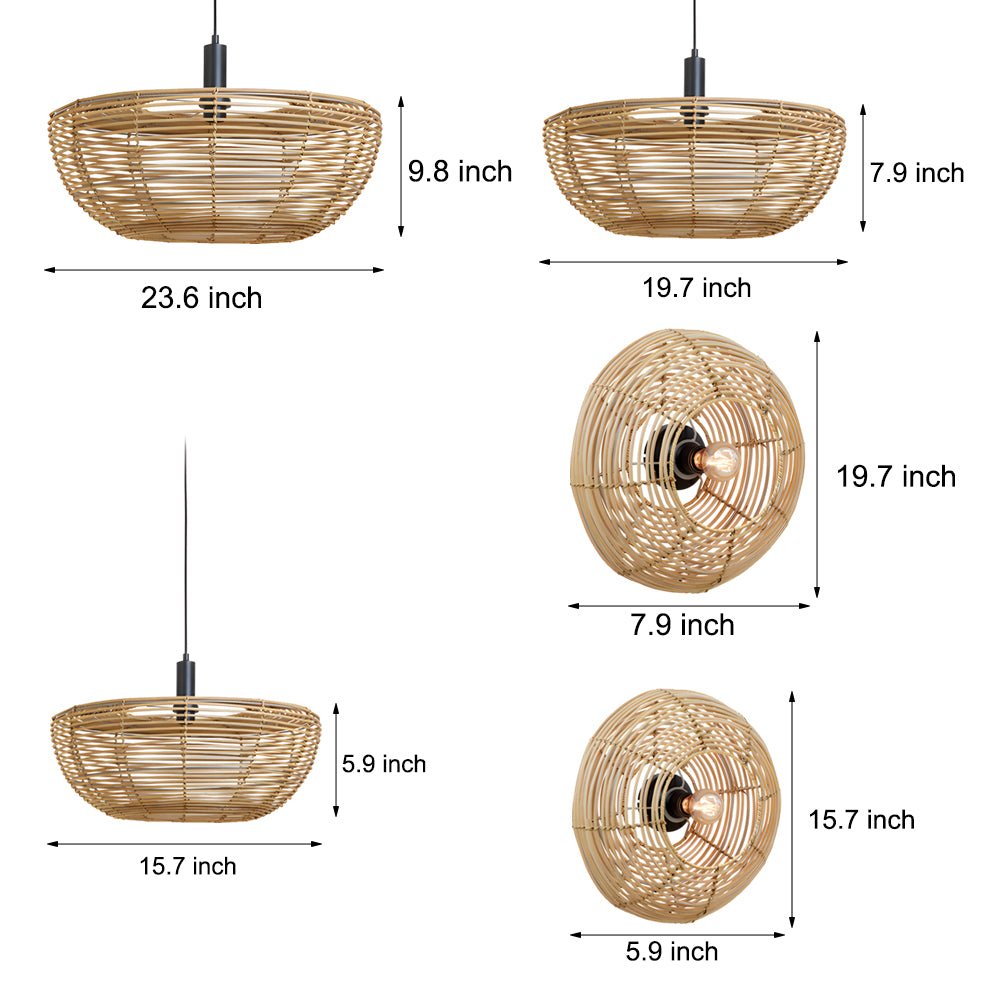 Round Woven Wabi-Sabi Modern Hanging Lights Wall Lamp