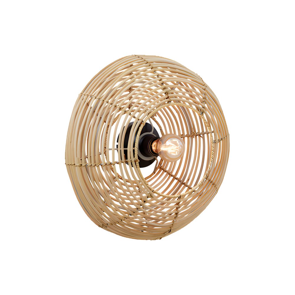 Round Woven Wabi-Sabi Modern Hanging Lights Wall Lamp