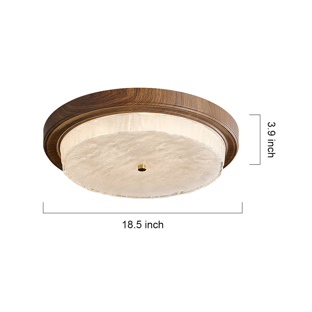 Vintage Wood Flush Mount Ceiling Light Round Lamp