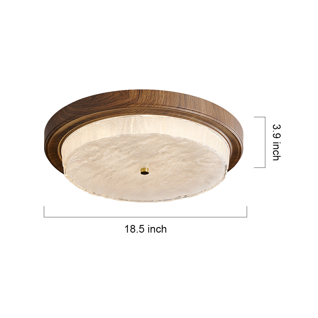 Vintage Wood Flush Mount Ceiling Light Round Lamp