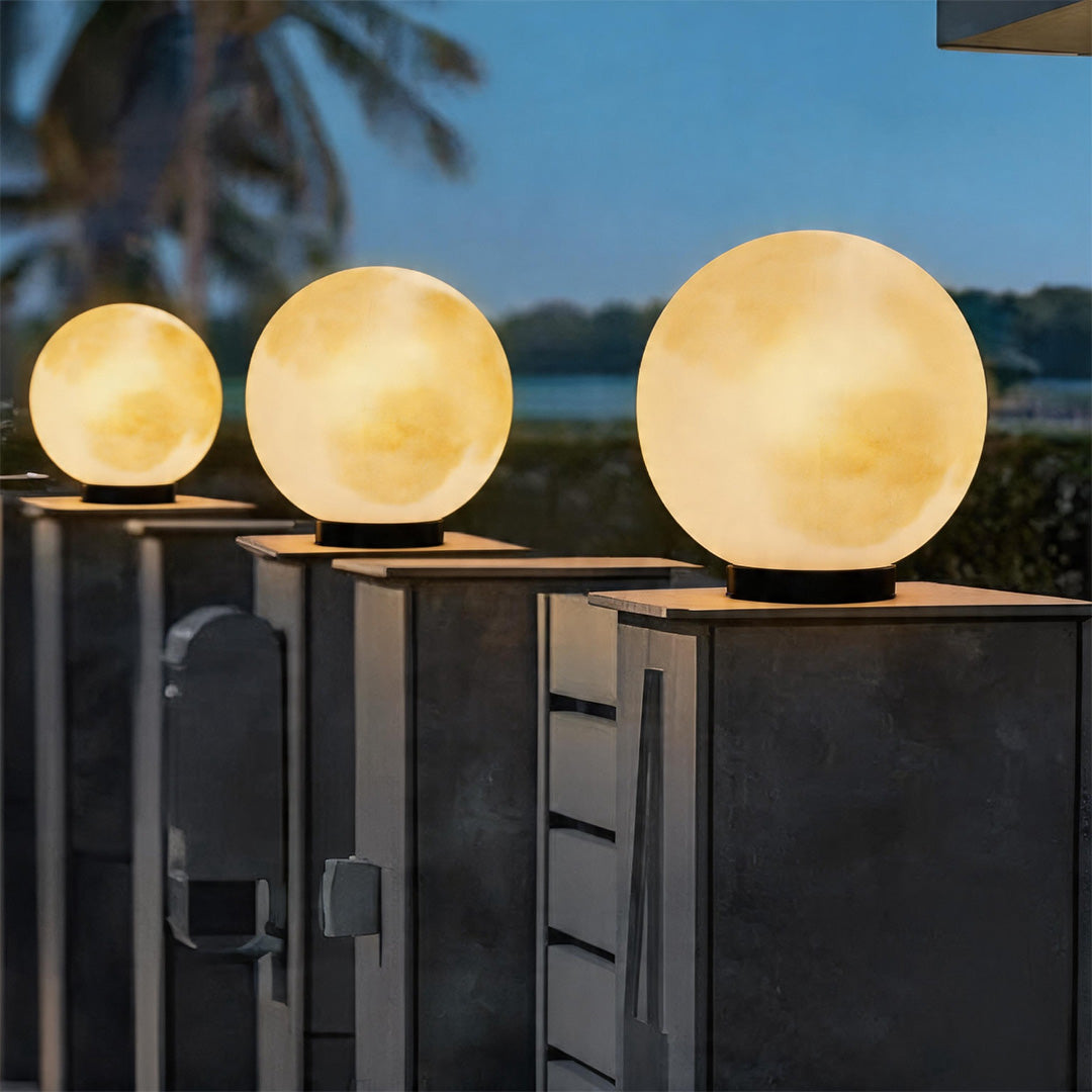 Moon Pillar Lights Waterproof LED Resin Lamp - Modern Decorative Lighting for Home & Garden