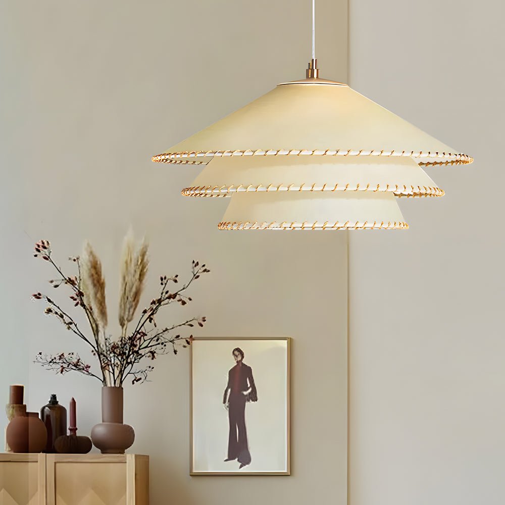 Tiered Parchment Paper Pendant Light - Multi-Layer Lamp for Elegant Decor