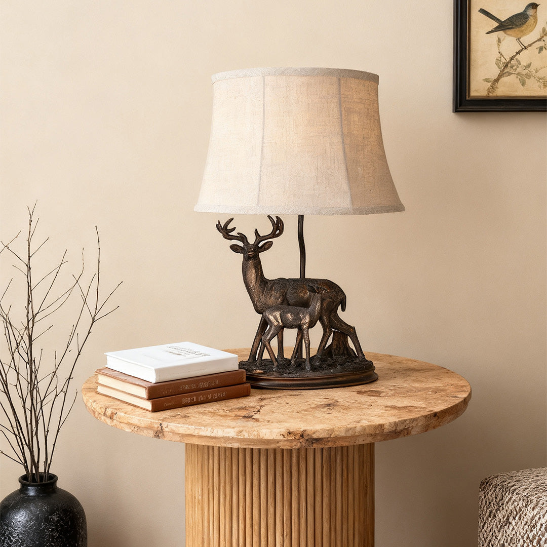 Deer Table Lamp - Mother and Fawn Decorative Light for Home Decor, Rustic Style, Warm Ambient Lighting