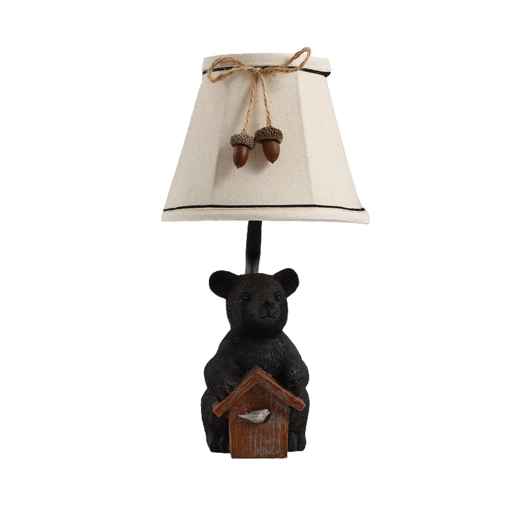 Bear Table Lamp with European-Style Fabric Shades - Charming Novelty Light Fixture
