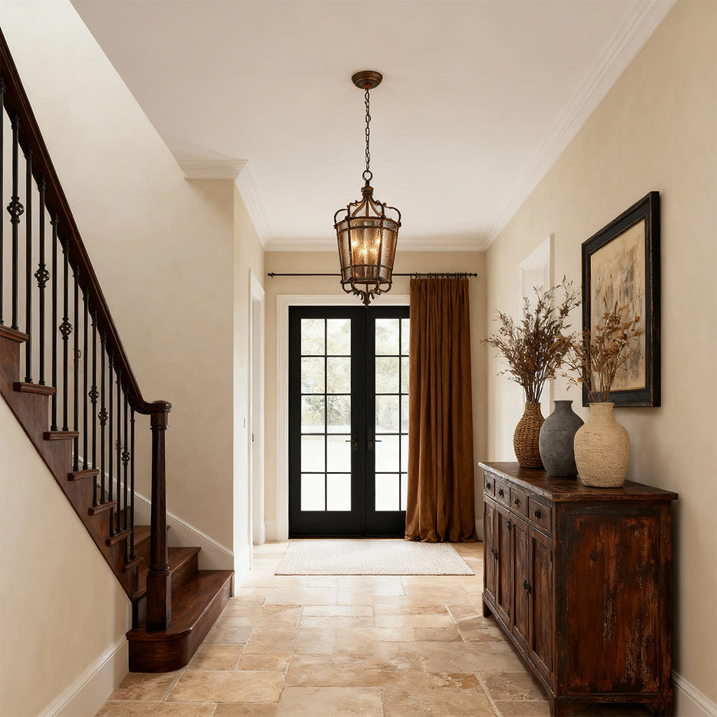 Italian Pendant Light Antique Bronze Elegant Ceiling Fixture
