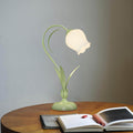 Rustic Green Desk Lamp with Floral Shade and 3-Step Dimming for Home Office