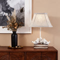 Small Bird Table Lamp - French Design with Stacked Books Fabric Shade