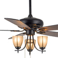 Vintage Wood Grain Ceiling Fan with Lights - Dark Finish Lamp