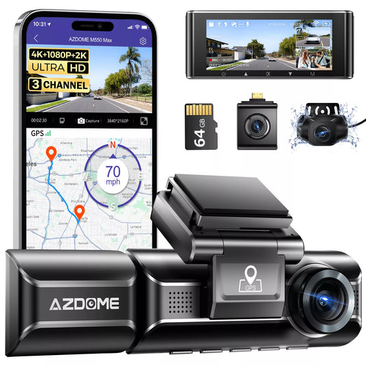4K Dual Lens Dash Cam with 1080P HD Video & SD Card – Car Accessory