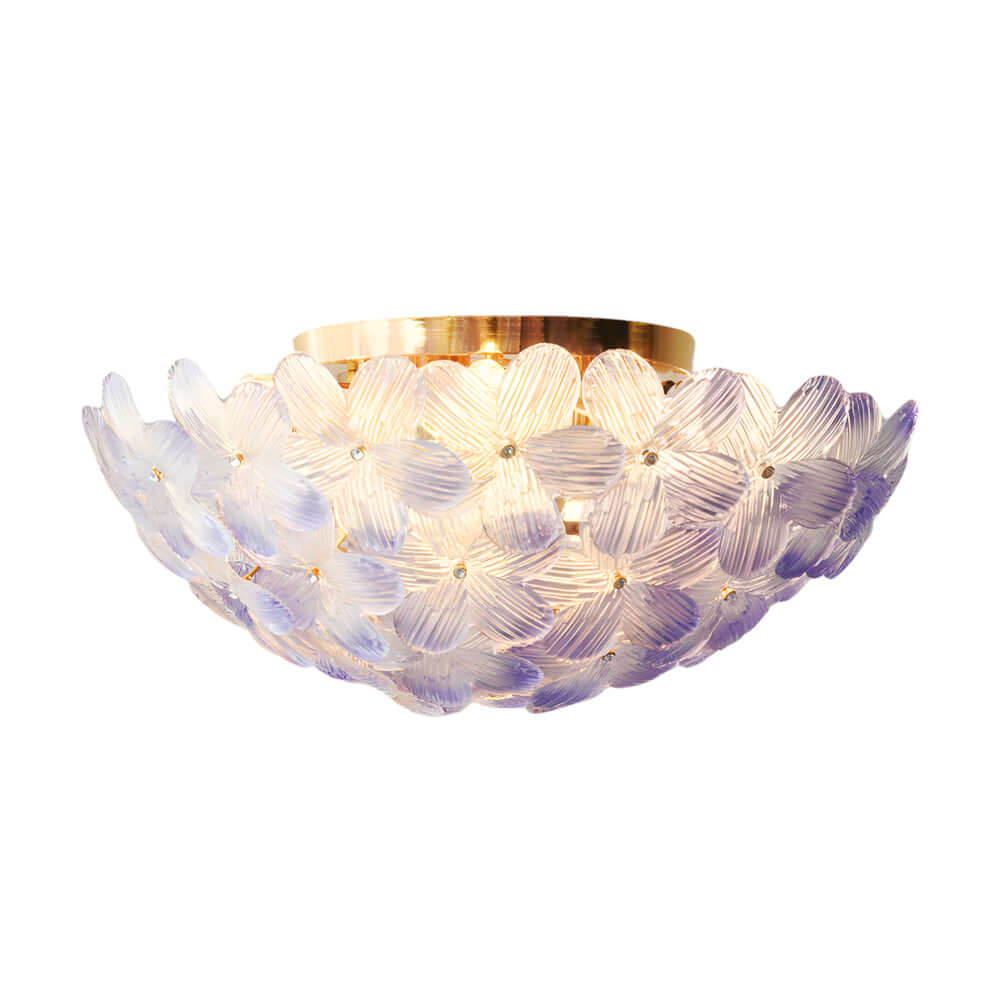 French Petal Glass Semi Flush Mount Ceiling Light