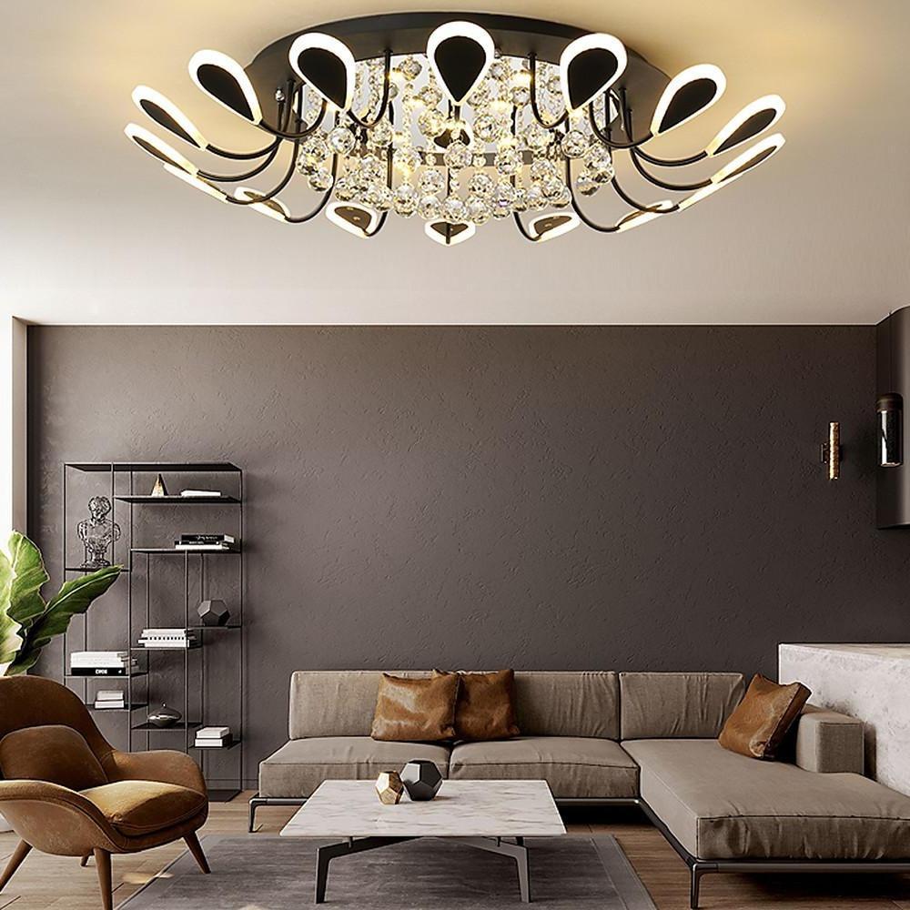 Flower-Shaped Dimmable LED Crystal Ceiling Light - Modern Flush Mount Fixture