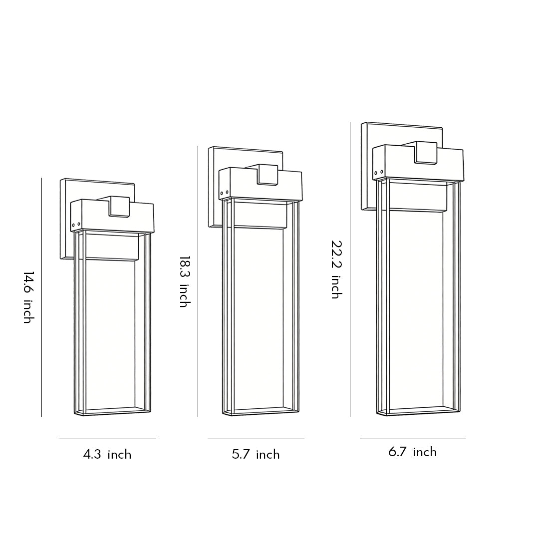 Seeded Crystal Outdoor LED Wall Light - Rectangular Design