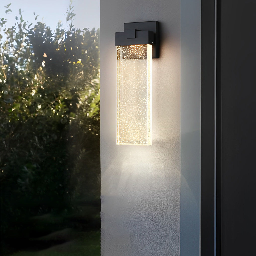 Seeded Crystal Outdoor LED Wall Light - Rectangular Design