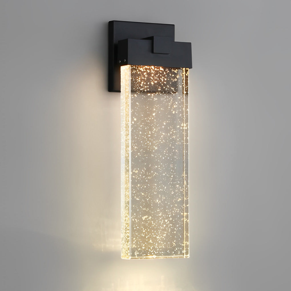 Seeded Crystal LED Outdoor Wall Light - Rectangular Design