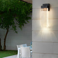 Seeded Crystal Outdoor LED Wall Light - Rectangular Design