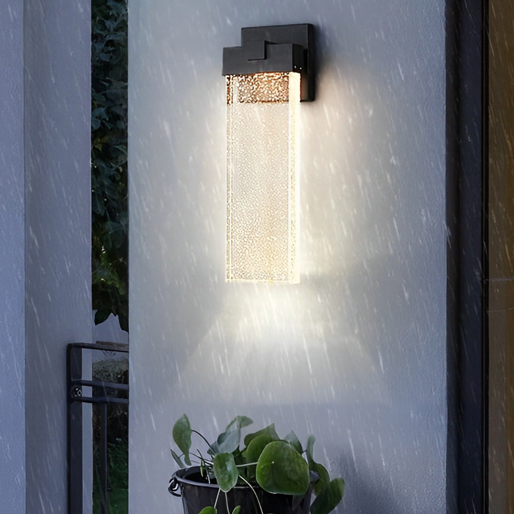 Seeded Crystal LED Outdoor Wall Light - Rectangular Design