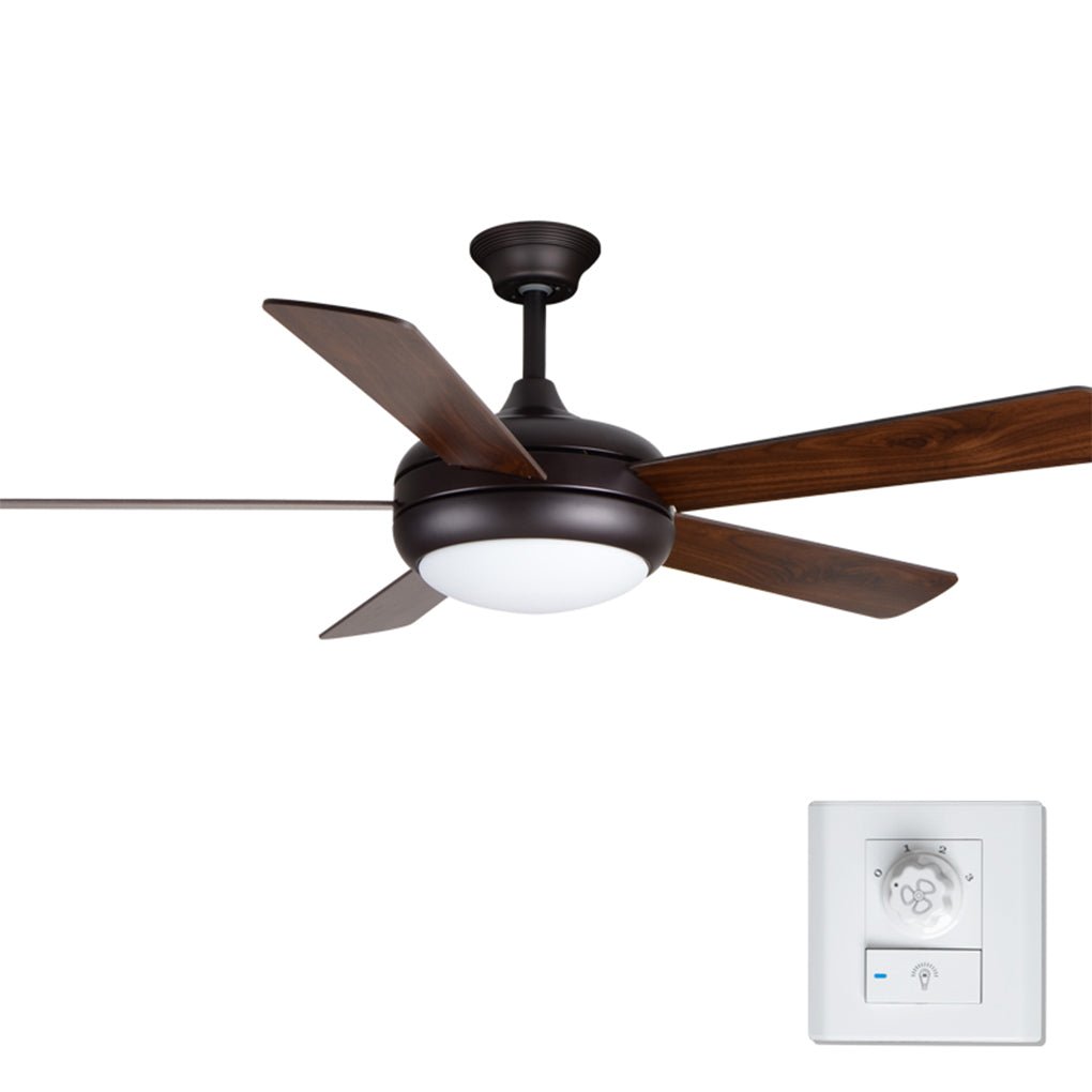 Vintage Wood Semi-Flush Mount Ceiling Fan with Light