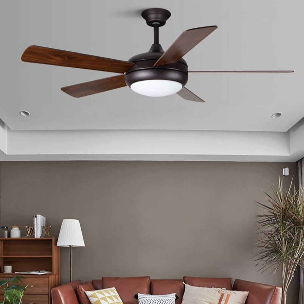 Vintage Wood Semi-Flush Mount Ceiling Fan with Light