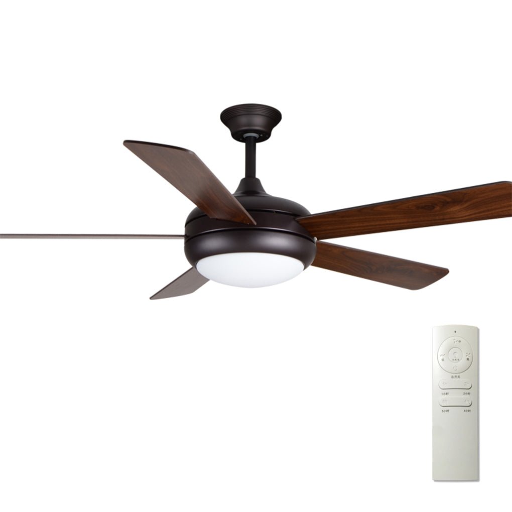 Vintage Wood Semi-Flush Mount Ceiling Fan with Light