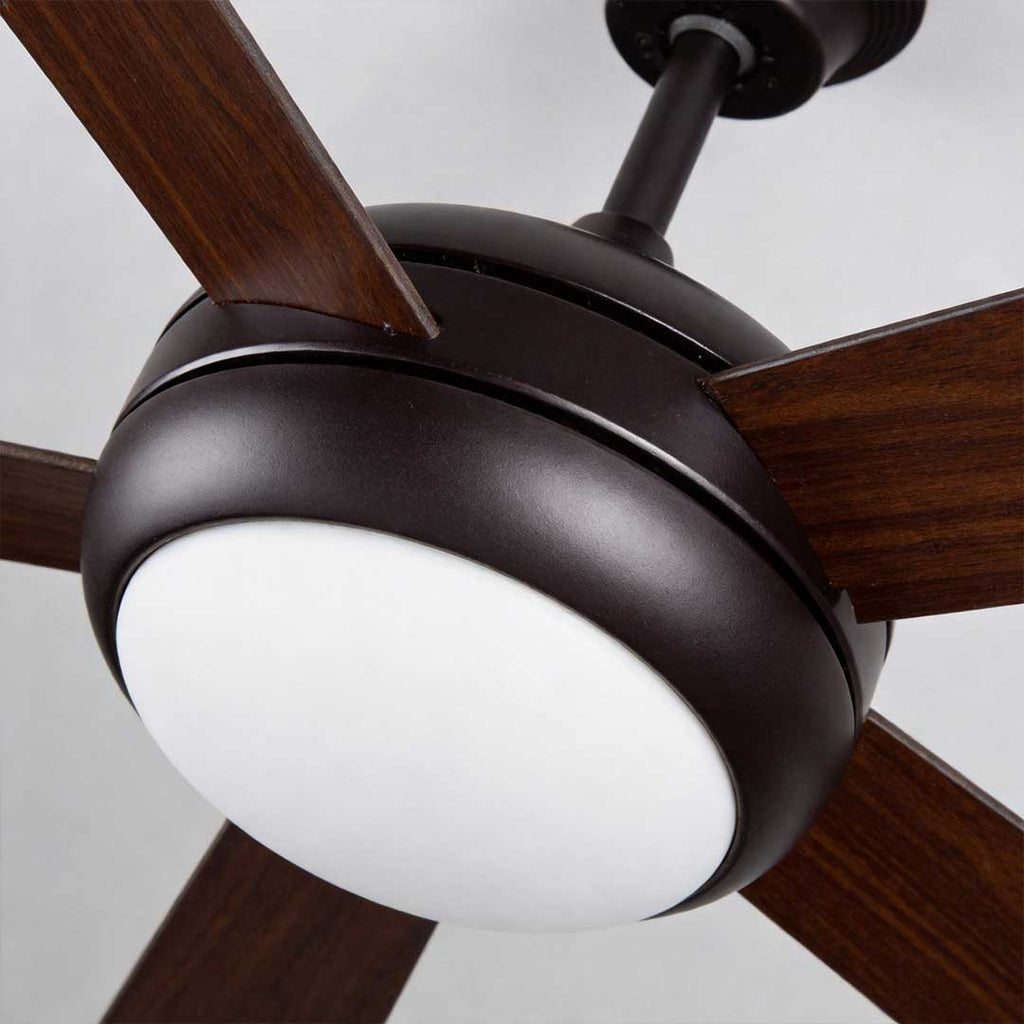 Vintage Wood Semi-Flush Mount Ceiling Fan with Light