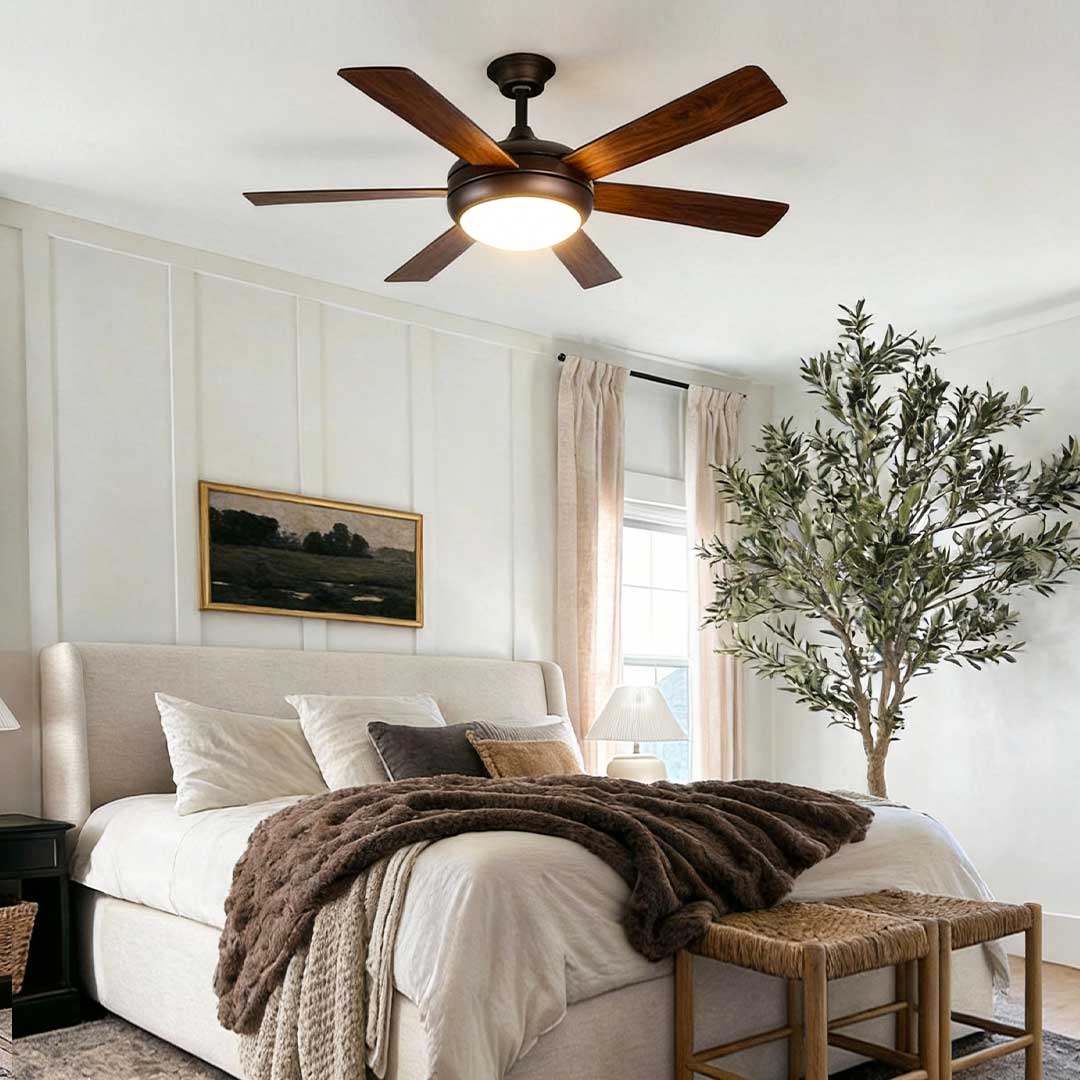 Vintage Wood Semi-Flush Mount Ceiling Fan with Light