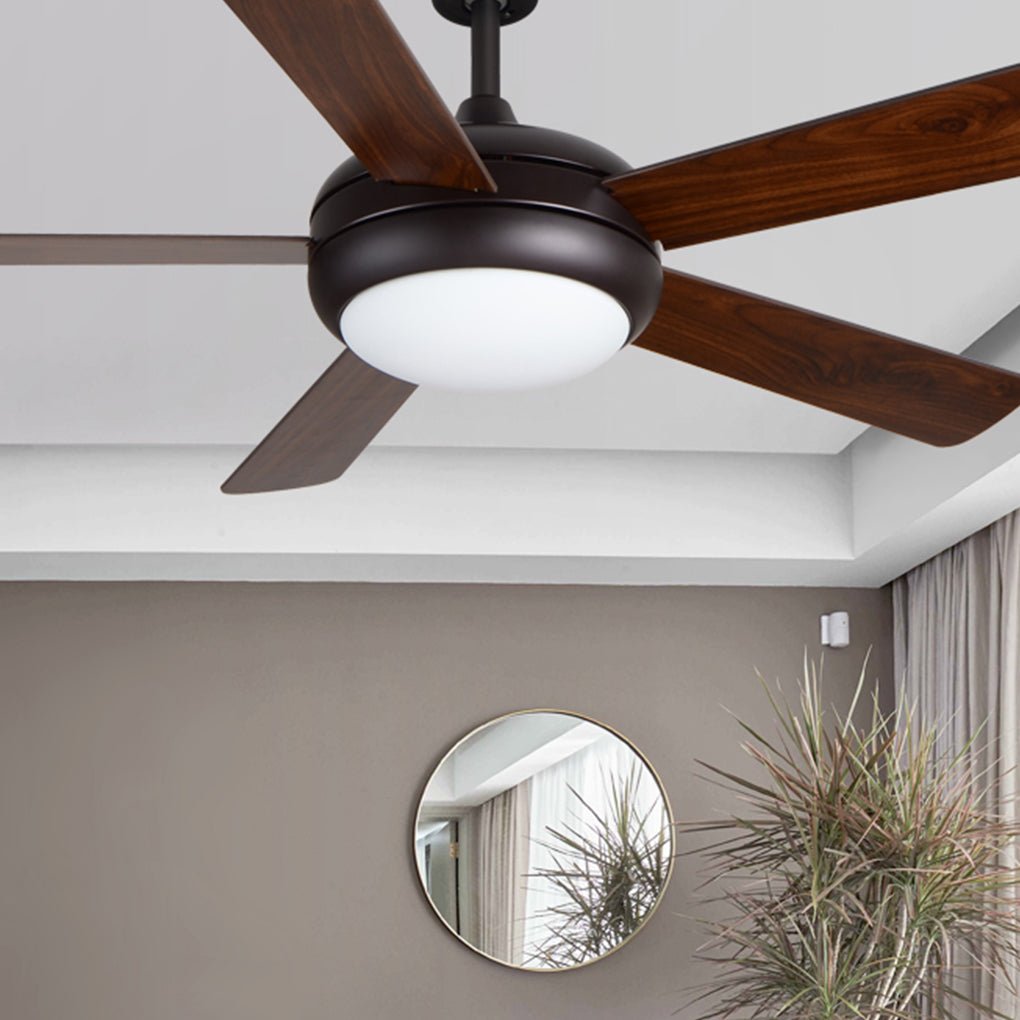Vintage Wood Semi-Flush Mount Ceiling Fan with Light
