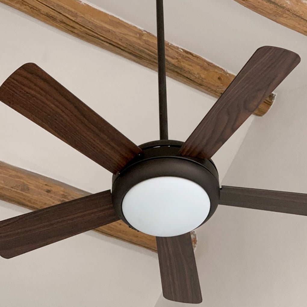 Vintage Wood Semi-Flush Mount Ceiling Fan with Light