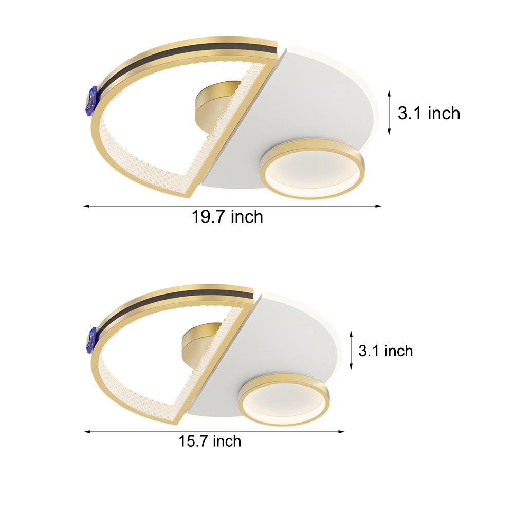 Modern Semicircular LED Ceiling Light - Three Step Dimming Acrylic Fixture