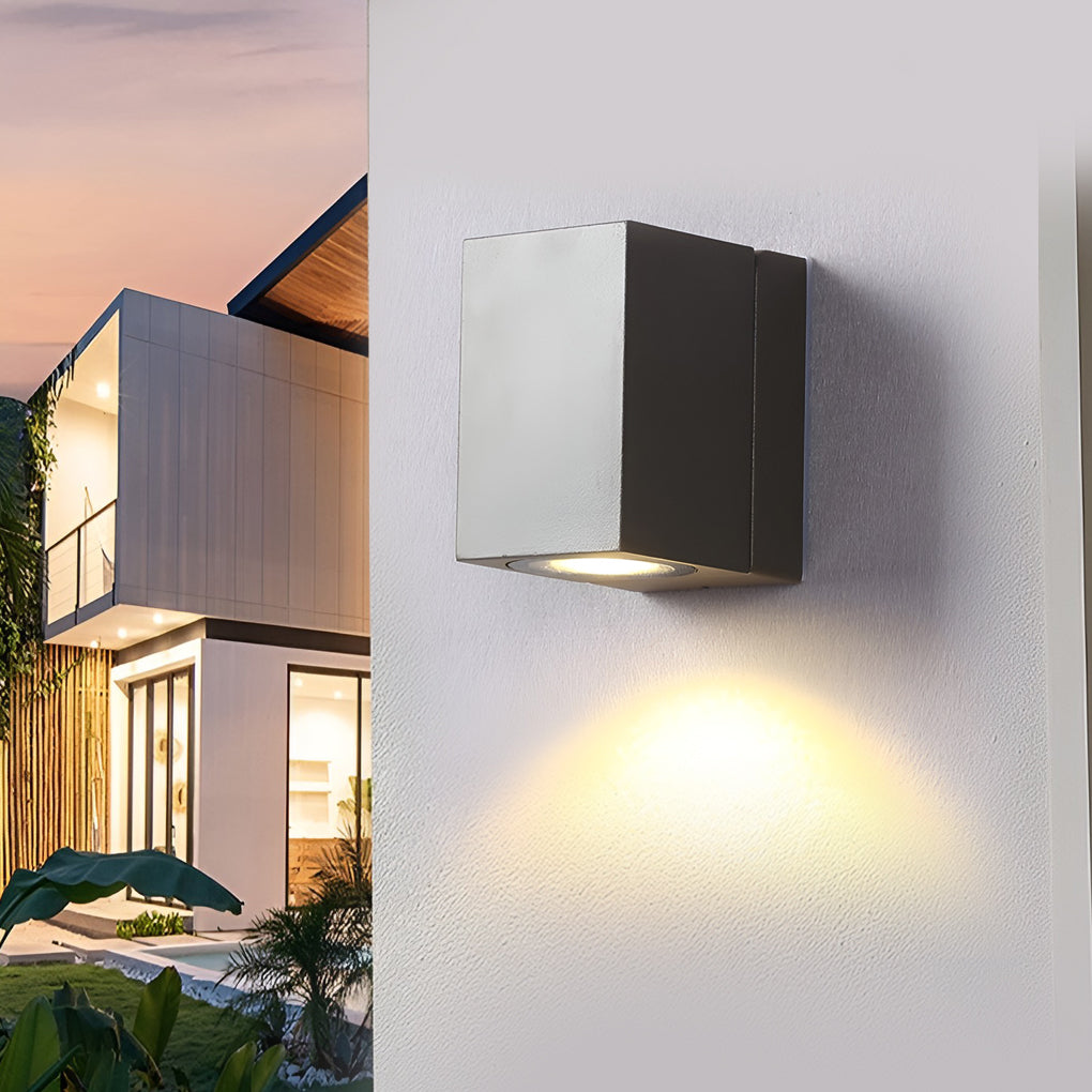 Black Waterproof Outdoor LED Sensor Wall Light - Square Design