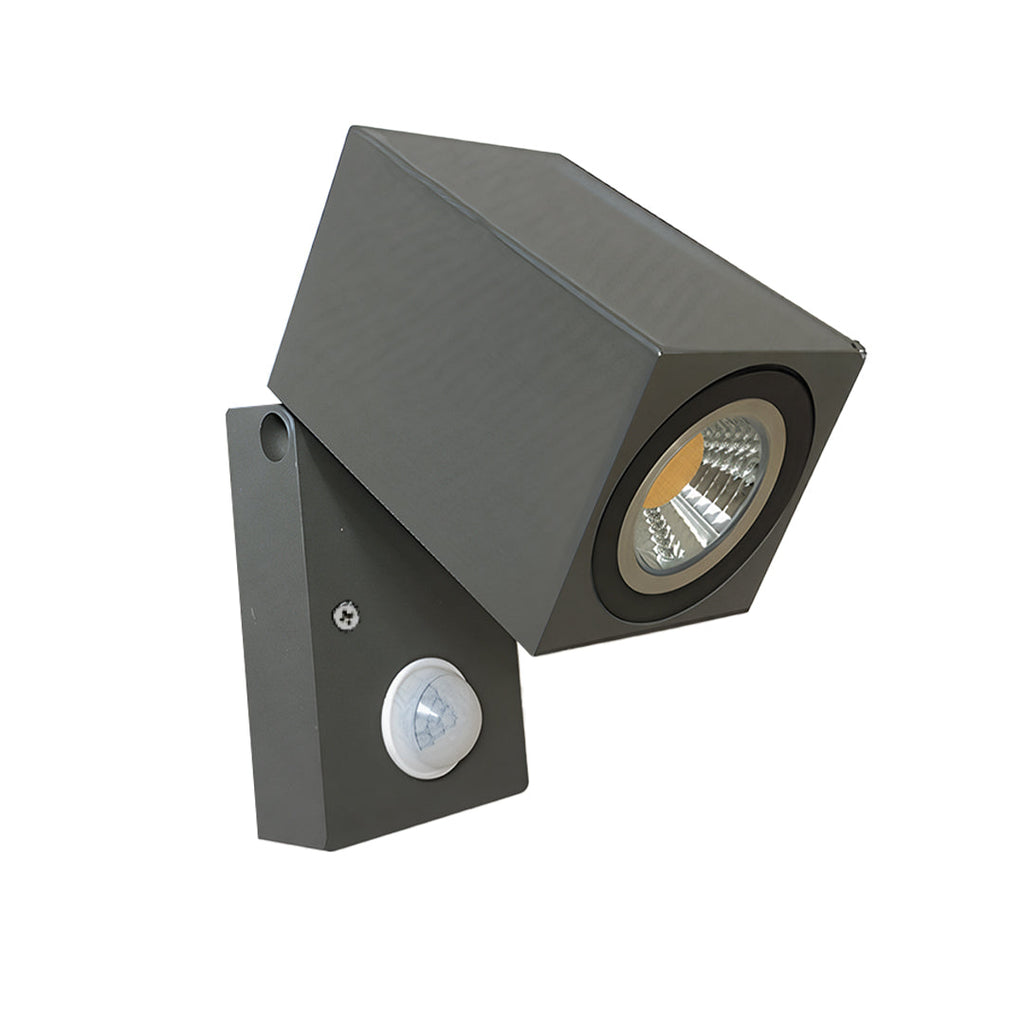 Outdoor LED Sensor Wall Light Black Waterproof Square Design